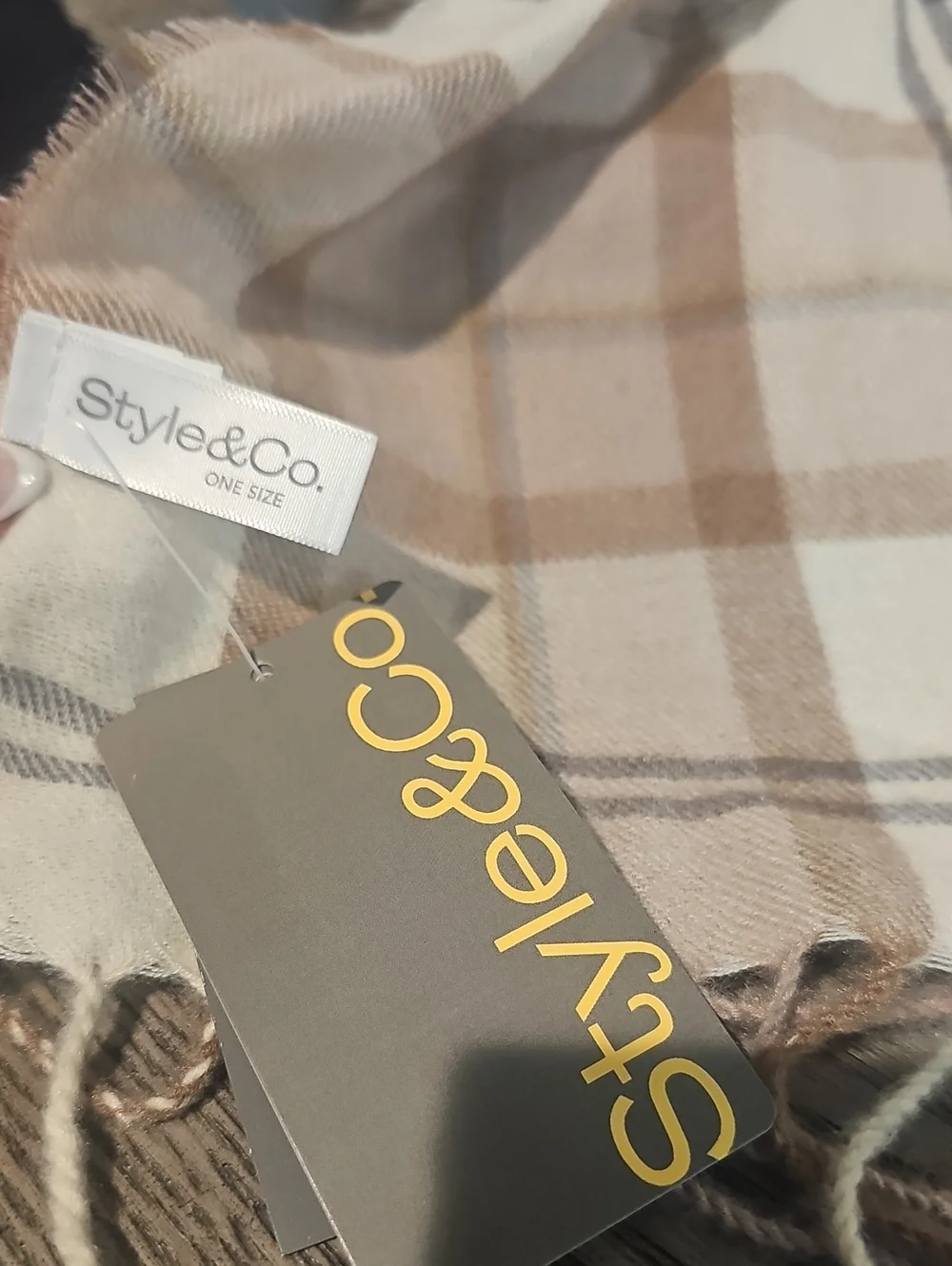 Style & Co. Tartan Plaid Fringe Wrap Scarf NWT $28
